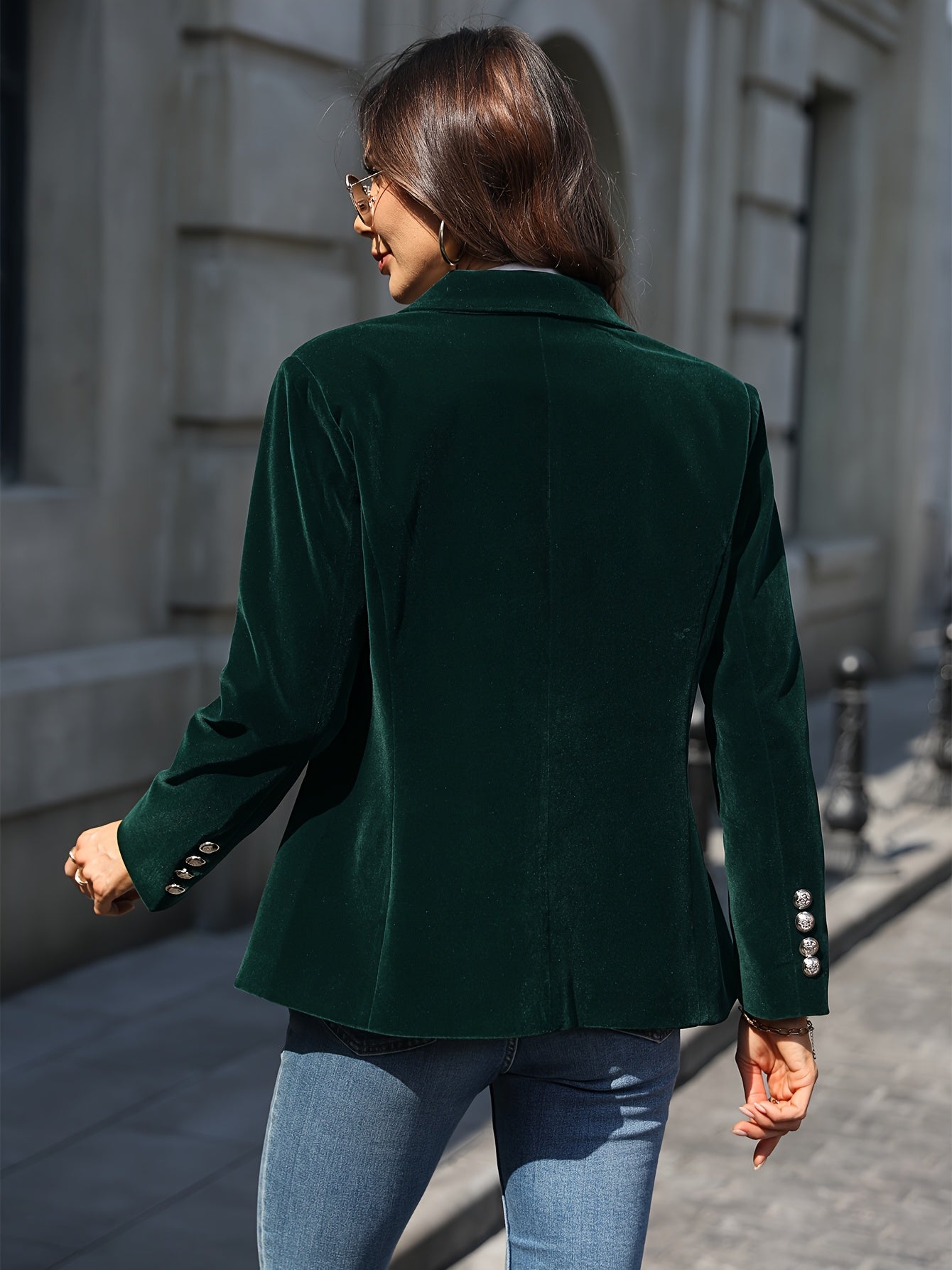 Addison | Women’s Velvet Blazer with Gold Button Accents 6