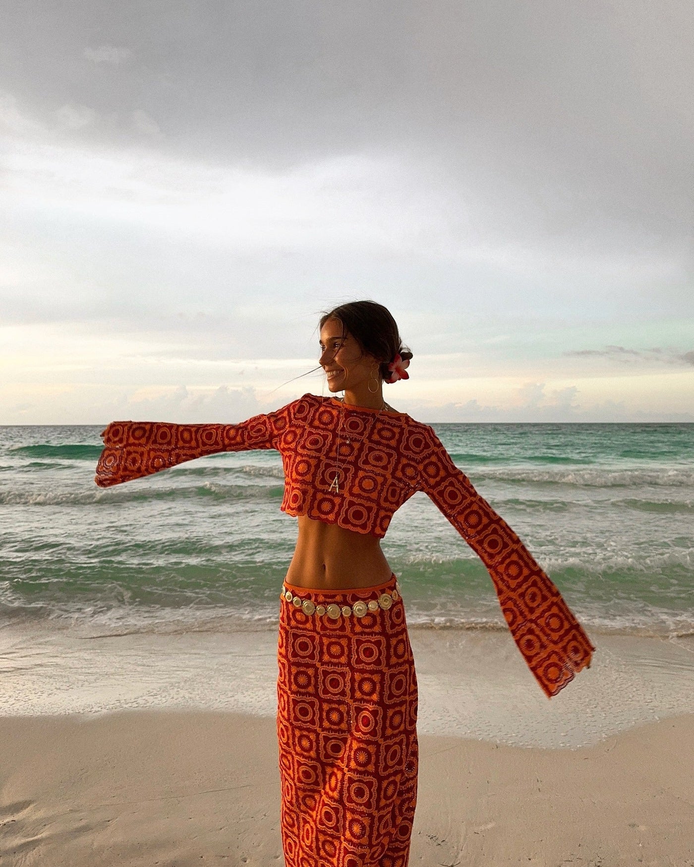 Angela | Women's Maxi Dress Long Sleeve Wrap Set