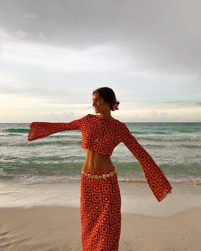 Angela | Women's Maxi Dress Long Sleeve Wrap Set