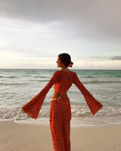 Angela | Women's Maxi Dress Long Sleeve Wrap Set