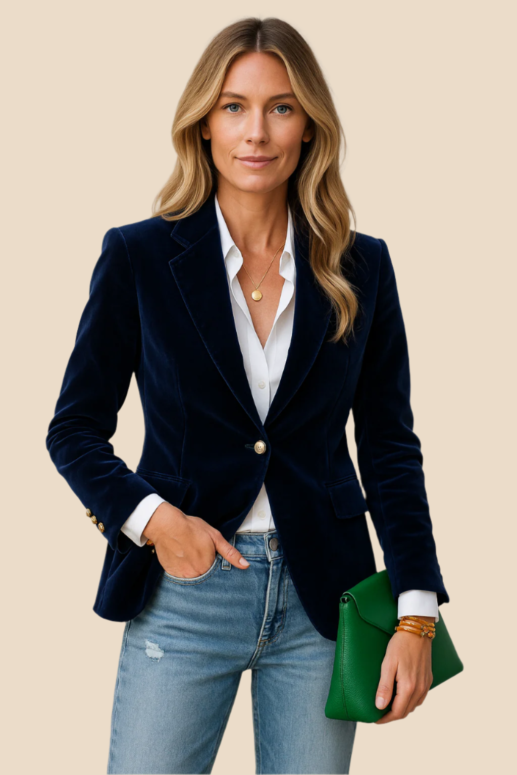 Delilah | Women's Velvet Blazer with Gold-Tone Buttons 9