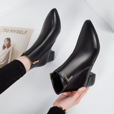 Isla | Women's Black Leather Ankle Boots 3