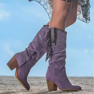 Madison | Mid Calf Boots for Women with Fringe Accents and Side Zipper 2