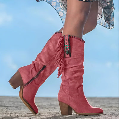 Madison | Mid Calf Boots for Women with Fringe Accents and Side Zipper 4