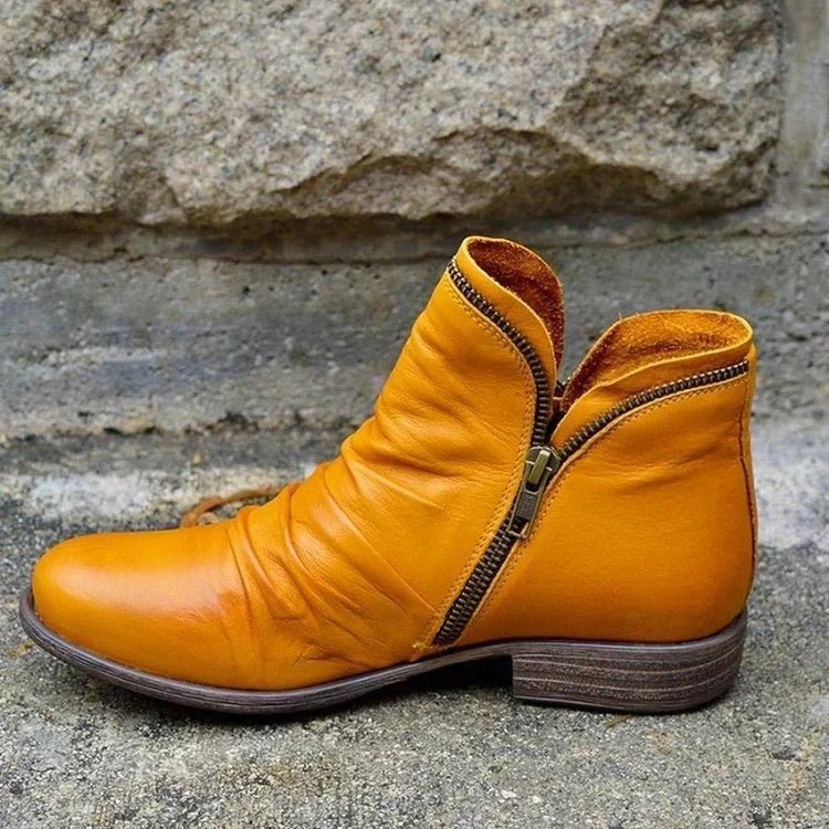 Riley | Women's Black Zipped Leather Ankle Boots 1