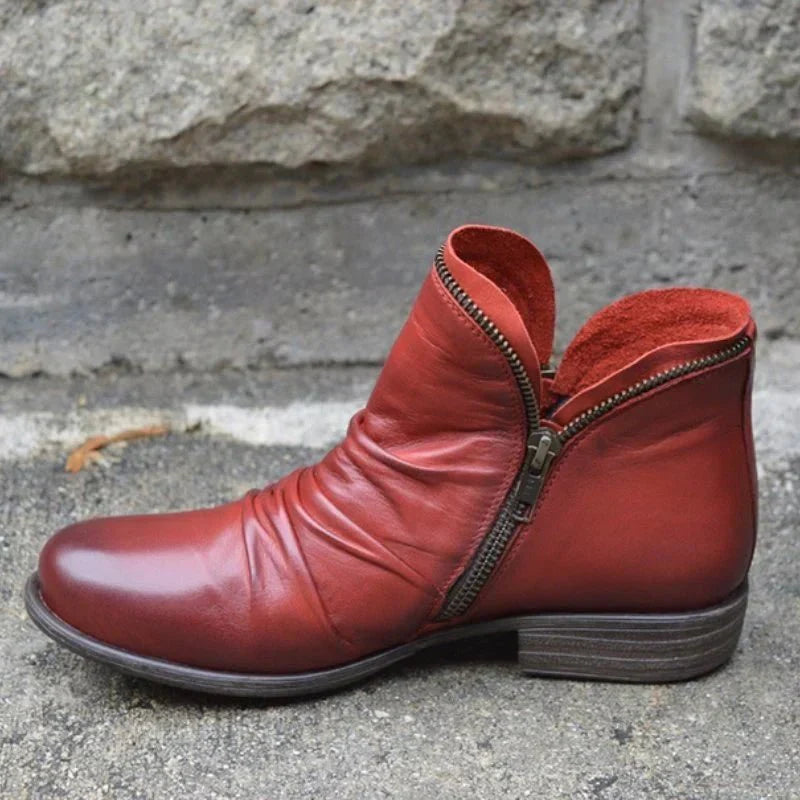 Riley | Women's Black Zipped Leather Ankle Boots 2