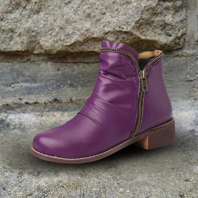 Riley | Women's Black Zipped Leather Ankle Boots 3