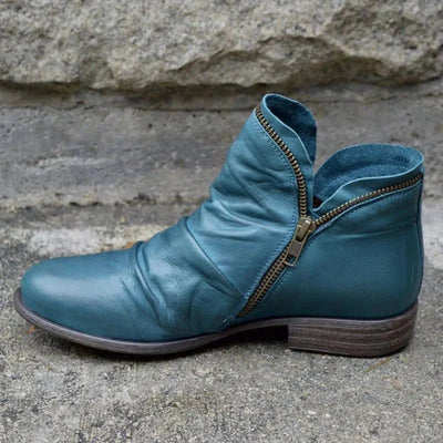 Riley | Women's Black Zipped Leather Ankle Boots 4