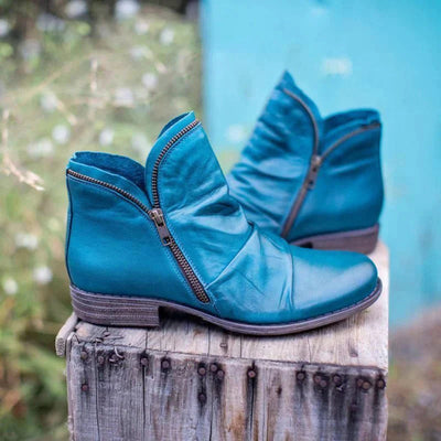 Riley | Women's Black Zipped Leather Ankle Boots 5