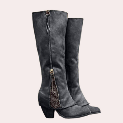 Sophia | Black Heeled Ankle Boots with Zipper Closure 0