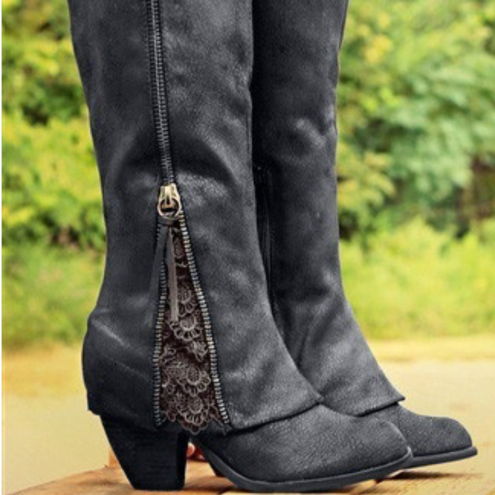 Sophia | Black Heeled Ankle Boots with Zipper Closure 1