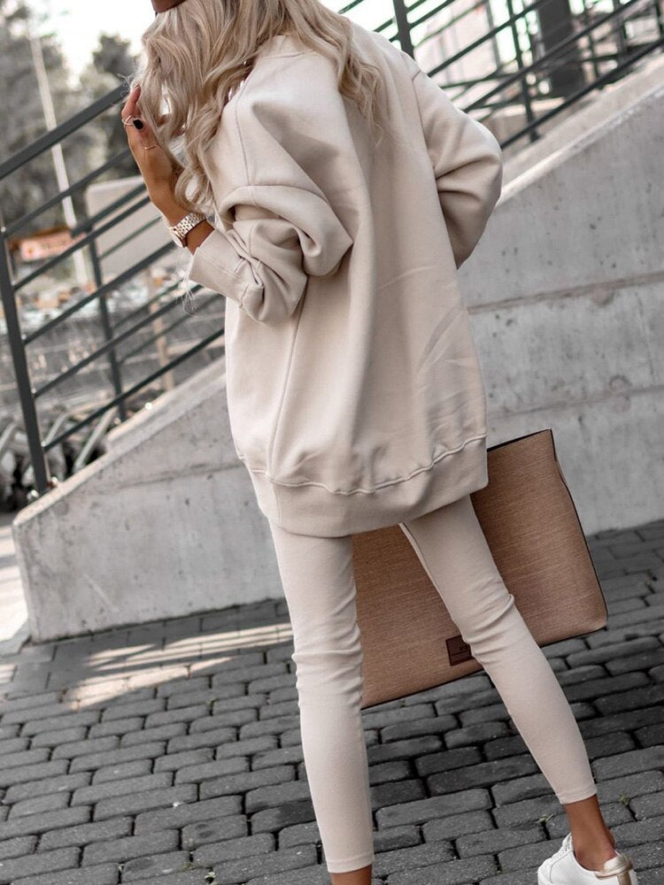Sophia | Oversized Sweatshirt Set with Crewneck and Dropped Shoulder 2