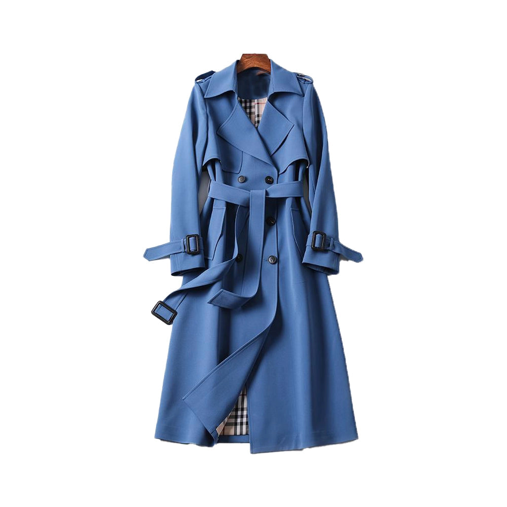 Sophia | Women's Black Double-Breasted Trench Coat with Adjustable Belt 4