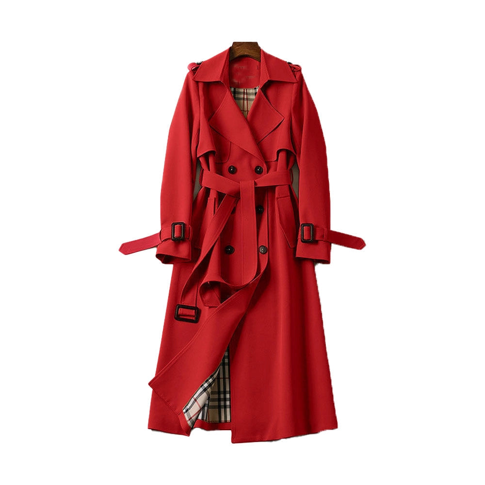 Sophia | Women's Black Double-Breasted Trench Coat with Adjustable Belt 6