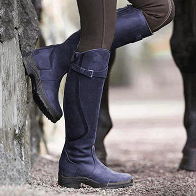 Sophia | Women's Black Knee-High Boots with Buckle Strap 4