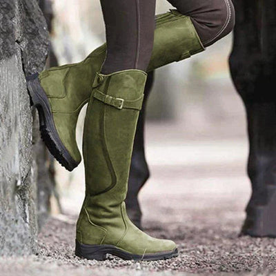 Sophia | Women's Black Knee-High Boots with Buckle Strap 5