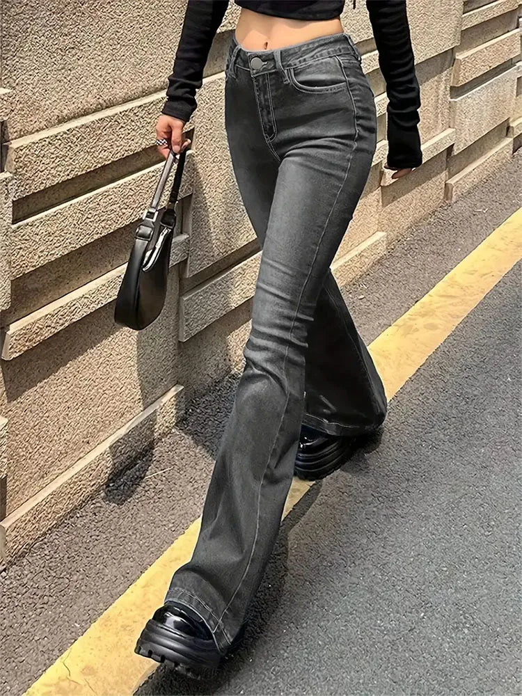 Sophia | Women's High-Waisted Flare Jeans in Blue, Black, and White 3