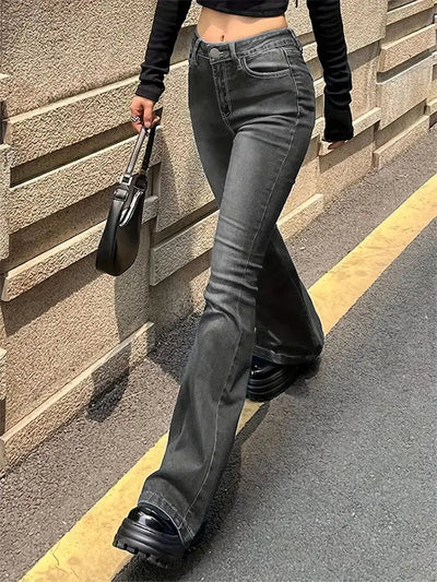 Sophia | Women's High-Waisted Flare Jeans in Blue, Black, and White 3
