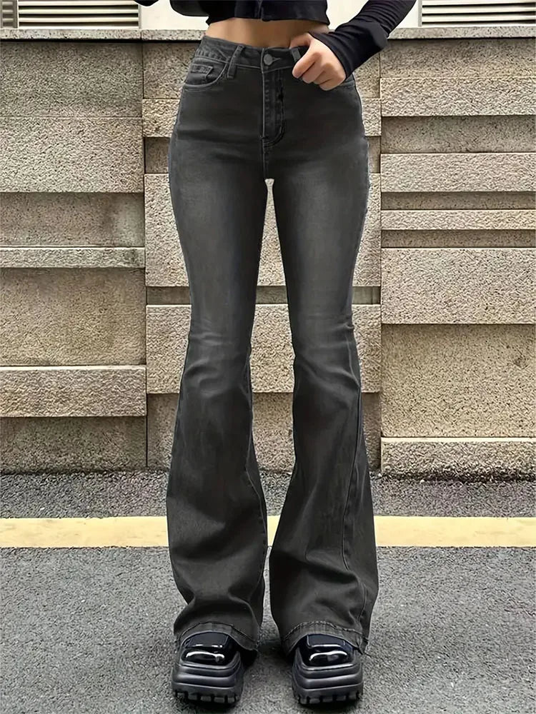 Sophia | Women's High-Waisted Flare Jeans in Blue, Black, and White 4