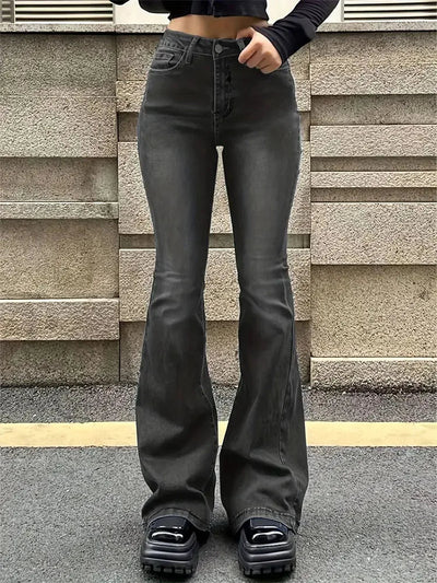 Sophia | Women's High-Waisted Flare Jeans in Blue, Black, and White 4