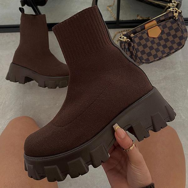 Sophia | Women's Platform Ankle Boots Chunky Lug Sole Stretchy Fit 0
