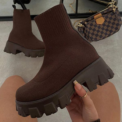 Sophia | Women's Platform Ankle Boots Chunky Lug Sole Stretchy Fit 0