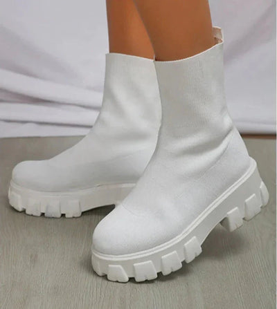 Sophia | Women's Platform Ankle Boots Chunky Lug Sole Stretchy Fit 7