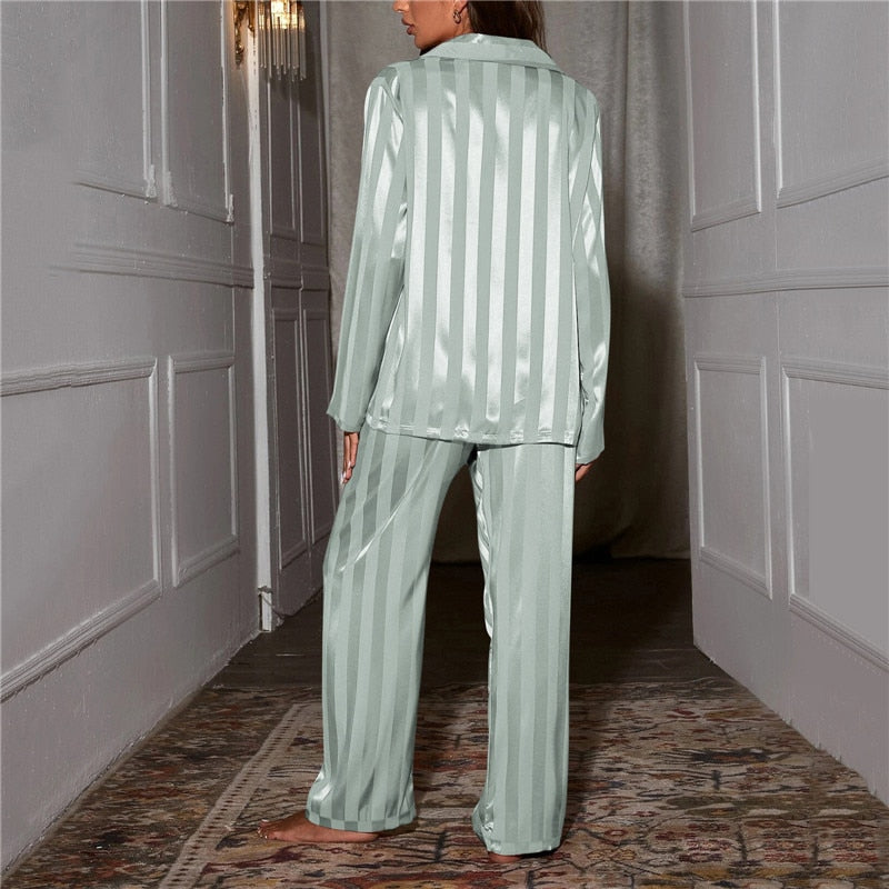Sophia | Women's Silk Pyjama Set Long Sleeve Button Up with Matching Trousers 2