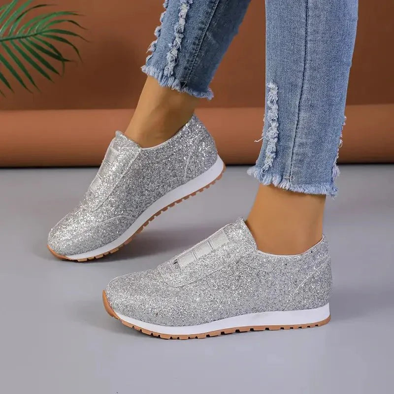 Sophia | Women's Slip-On Sneakers Glitter Finish Thick Sole Orthopedic Insole 2