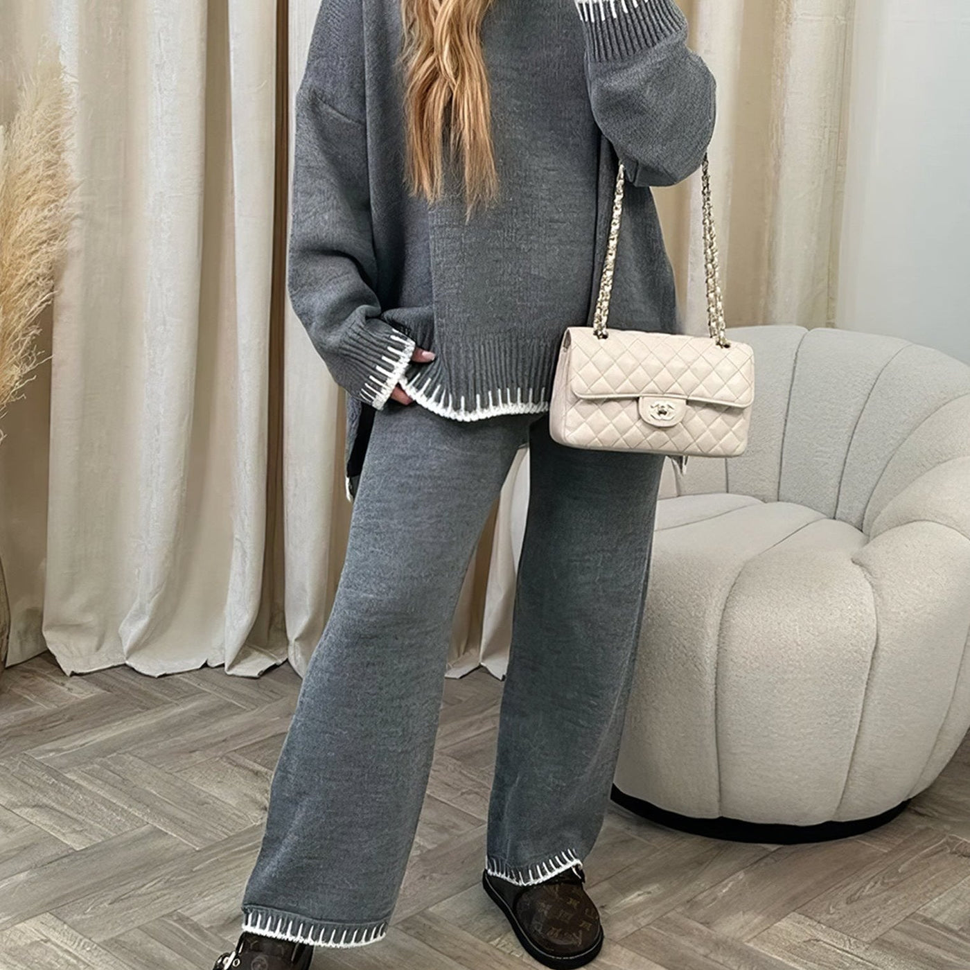 Sophie | Women's Knit Lounge Set with Wide-Leg Pants 10
