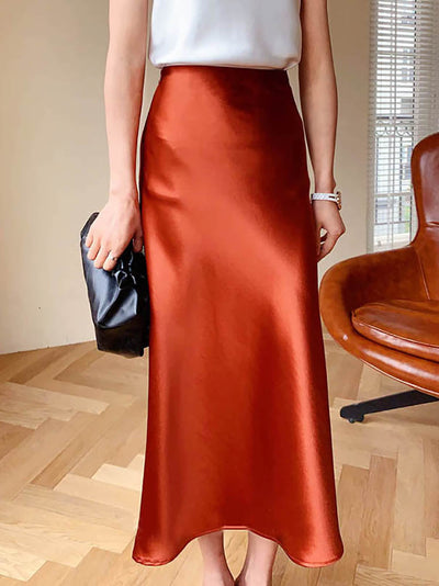 Stacy | Satin Midi Skirt
