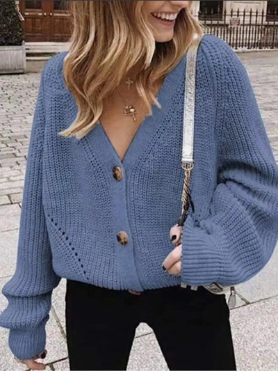 Winona | Women's Oversized Chunky Knit Cardigan with V-Neck and Statement Buttons 1
