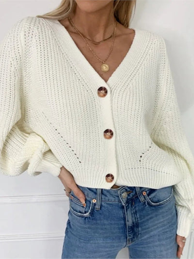 Winona | Women's Oversized Chunky Knit Cardigan with V-Neck and Statement Buttons 2