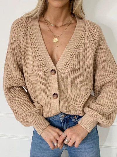 Winona | Women's Oversized Chunky Knit Cardigan with V-Neck and Statement Buttons 4