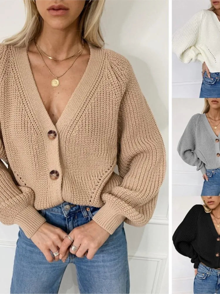 Winona | Women's Oversized Chunky Knit Cardigan with V-Neck and Statement Buttons 6