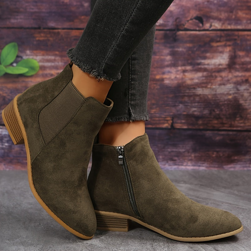 Women’s Black Suede Chelsea Ankle Boots with Elastic Side Panels and Zipper 2