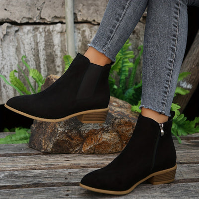 Women’s Black Suede Chelsea Ankle Boots with Elastic Side Panels and Zipper 3