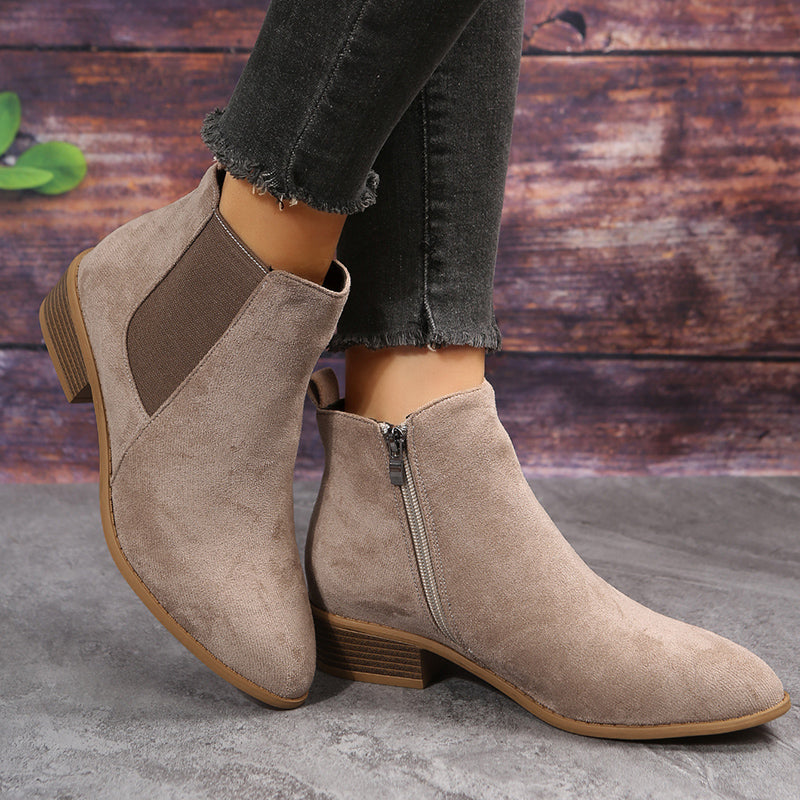 Women’s Black Suede Chelsea Ankle Boots with Elastic Side Panels and Zipper 6