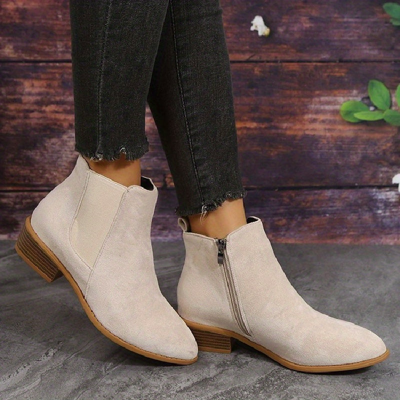 Women’s Black Suede Chelsea Ankle Boots with Elastic Side Panels and Zipper 7
