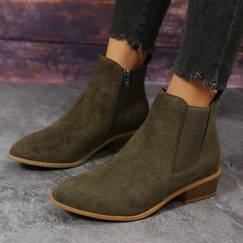 Women’s Black Suede Chelsea Ankle Boots with Elastic Side Panels and Zipper 8